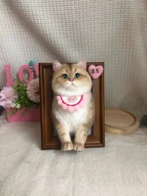 Custom made wool felt pet character portrait